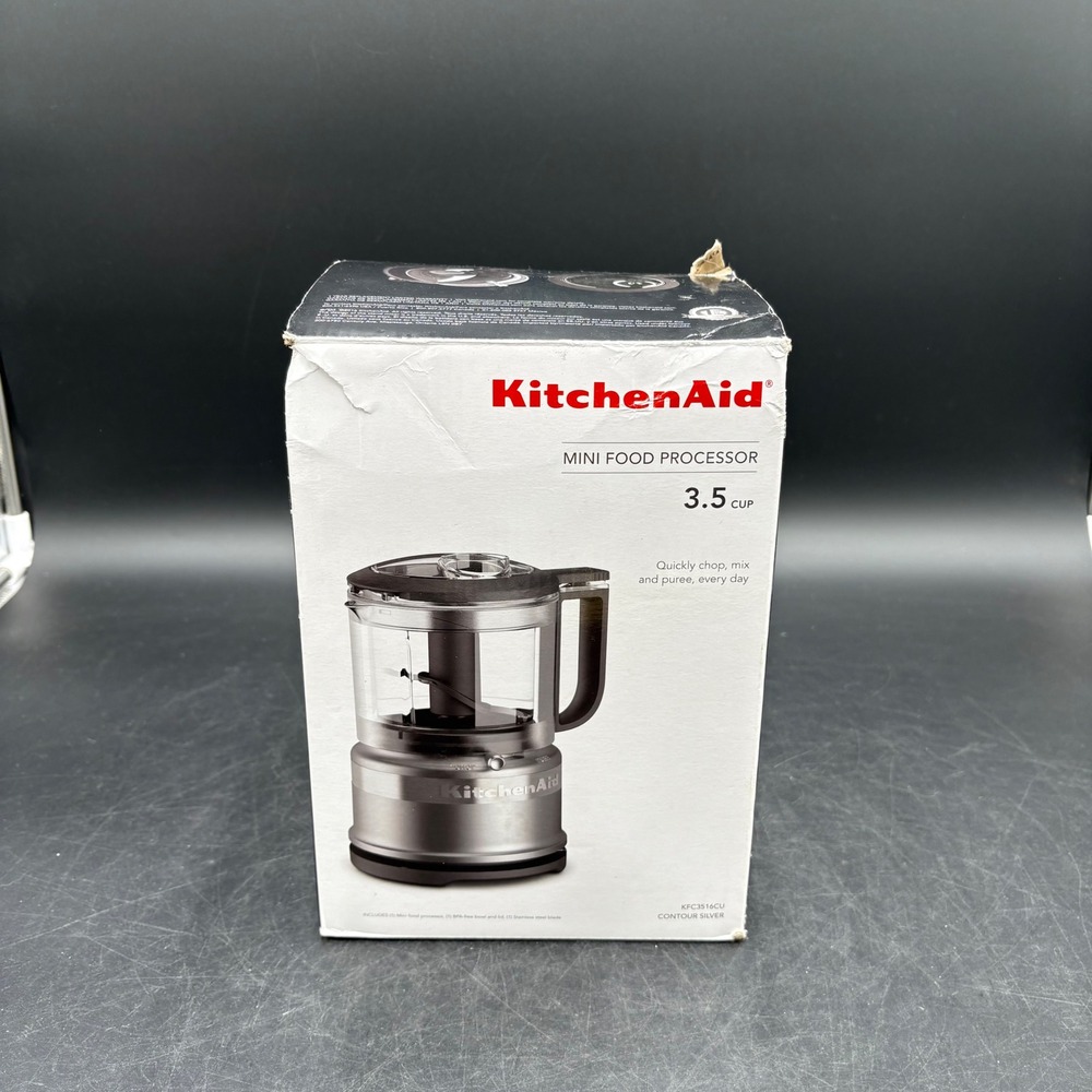 KitchenAid 3.5 Cup Mini Food Processor Contour Silver KFC3516CU 2-Speed Pulse